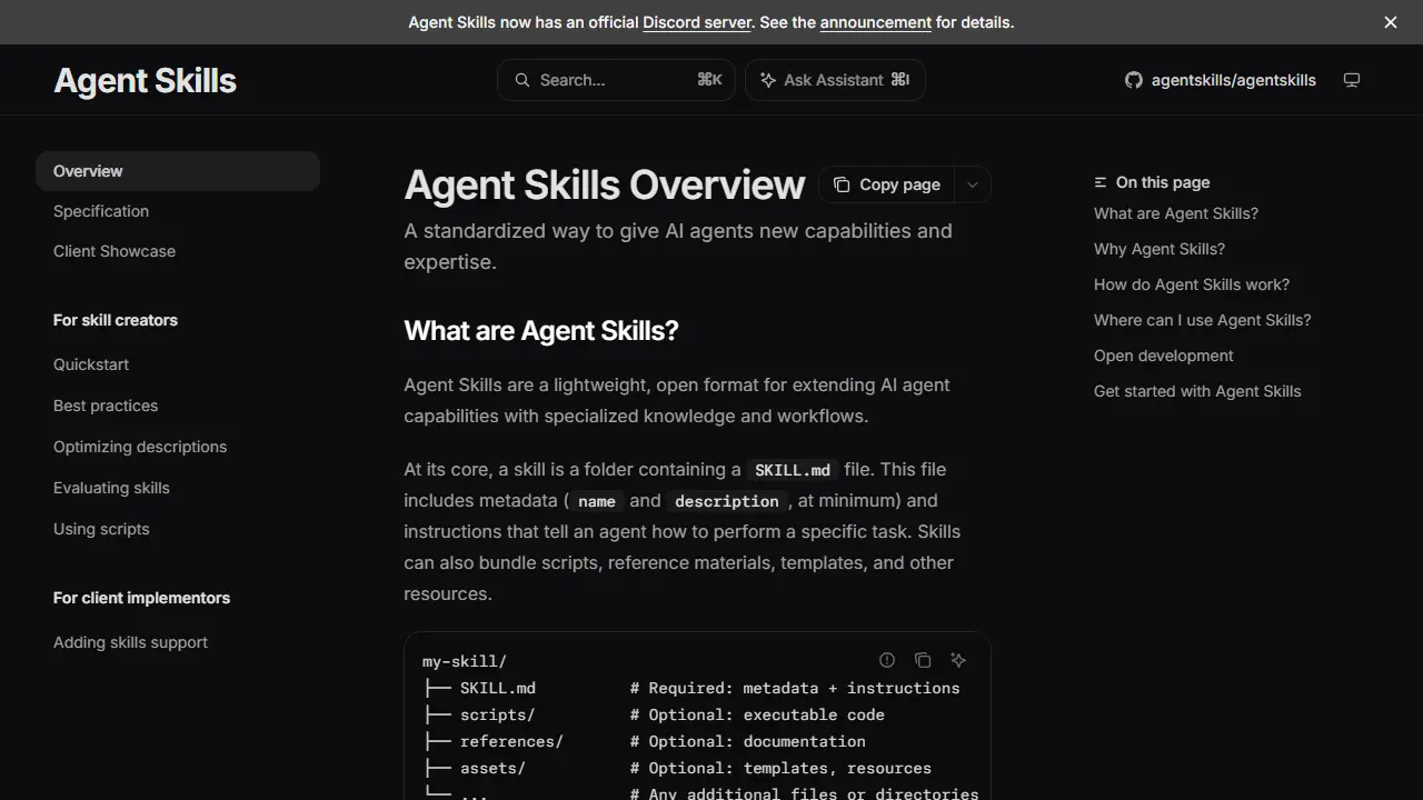 Agent Skills - zrzut strony