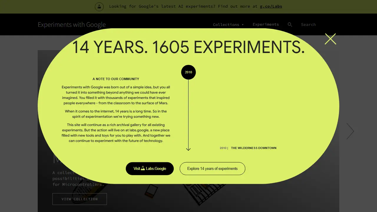 AI Experiments with Google - zrzut strony