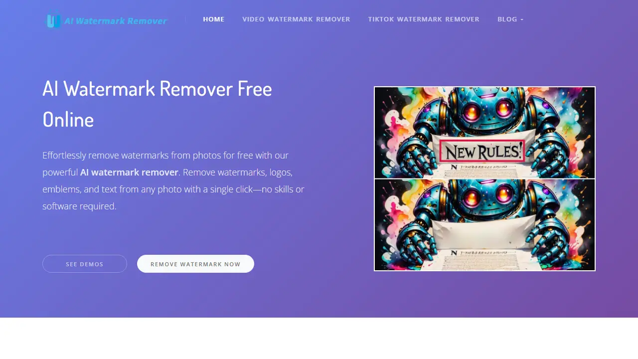 AI Watermark Remover - zrzut strony