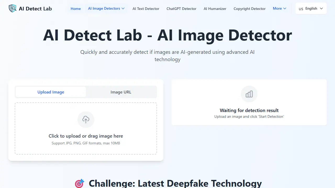AI Detect Lab - zrzut strony
