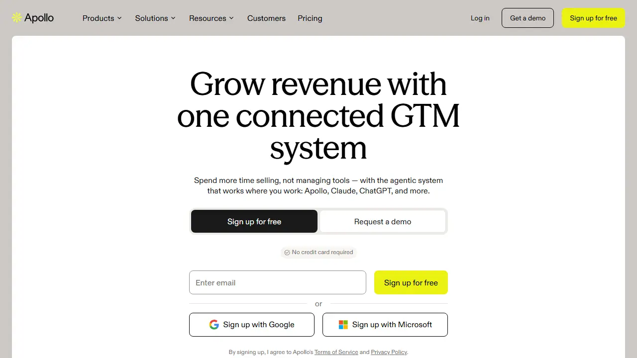 Apollo.io - zrzut strony