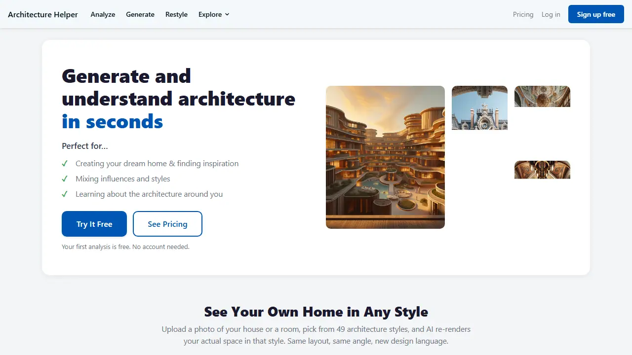 Architecture Helper - zrzut strony