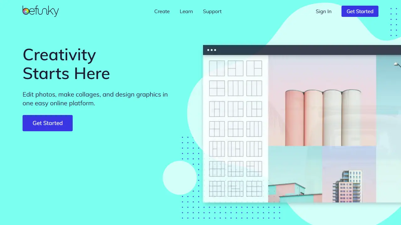 BeFunky - zrzut strony