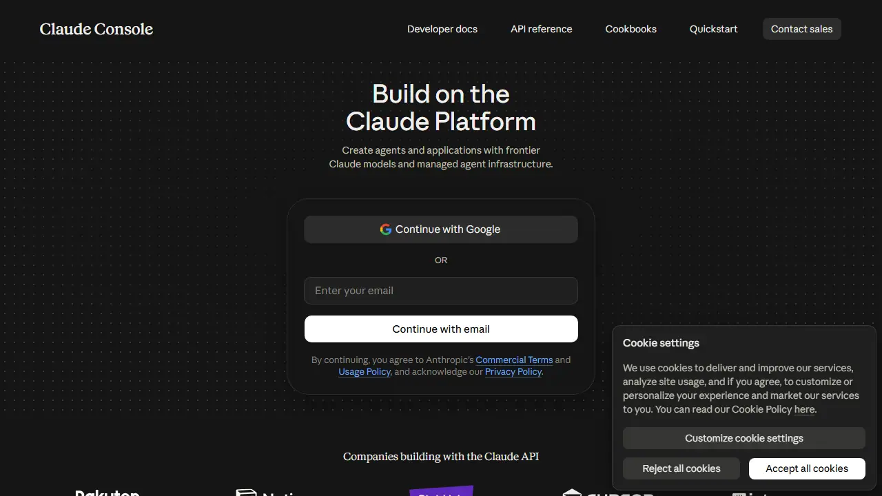 Claude Platform - zrzut strony