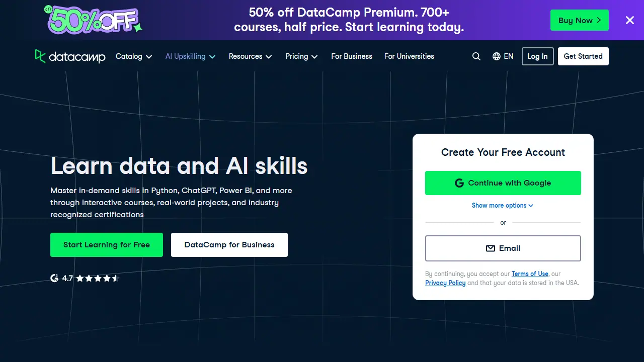 DataCamp - zrzut strony