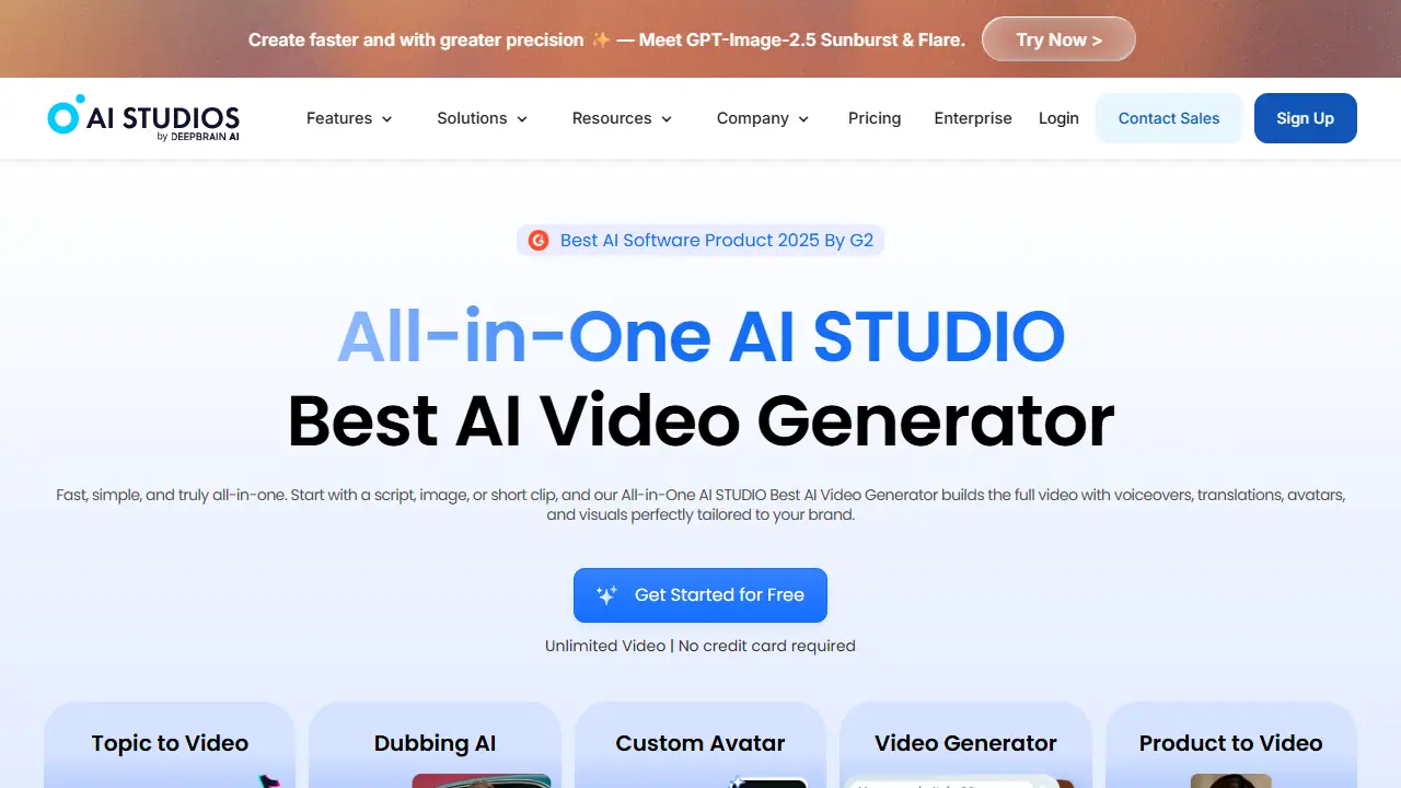 DeepBrain AI Studios - zrzut strony