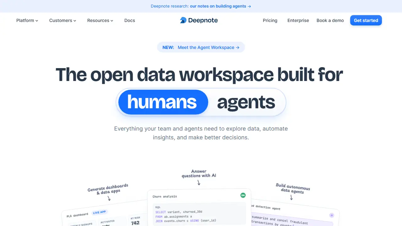 Deepnote - zrzut strony