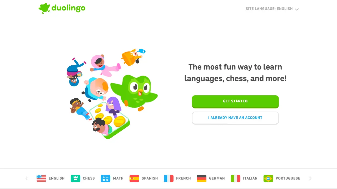 Duolingo - zrzut strony