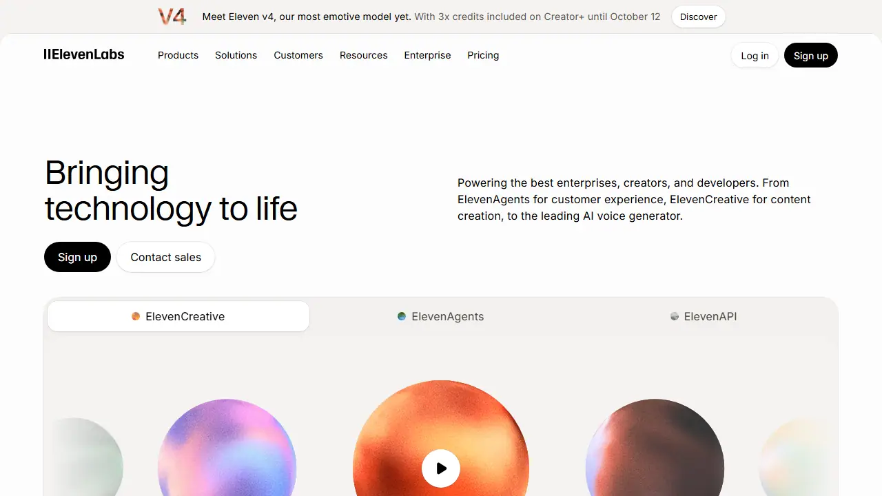ElevenLabs - zrzut strony