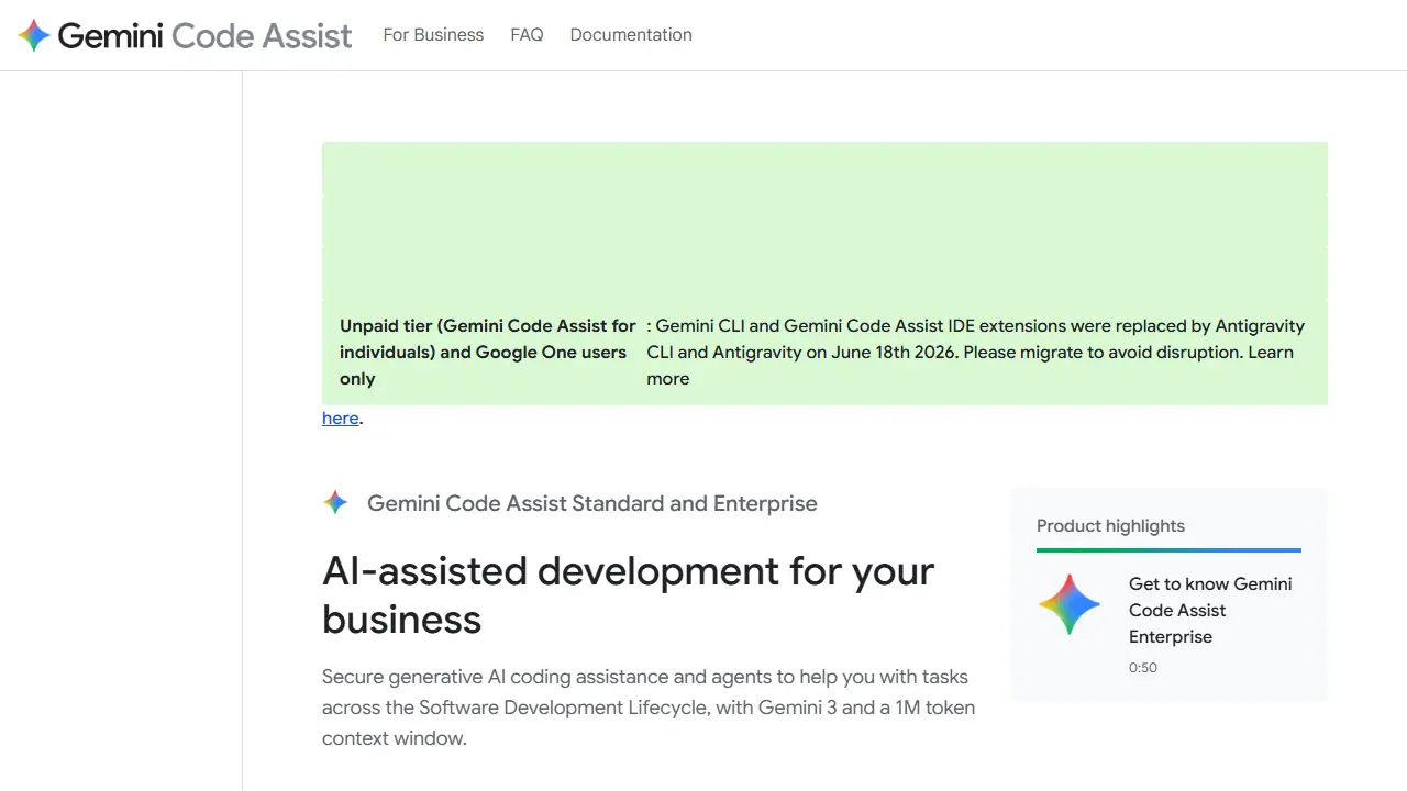 Gemini Code Assist - zrzut strony