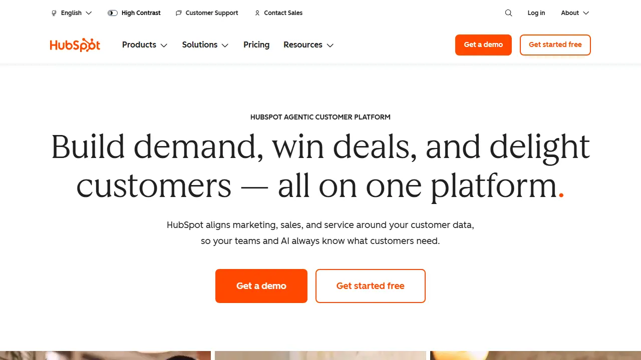 HubSpot - zrzut strony