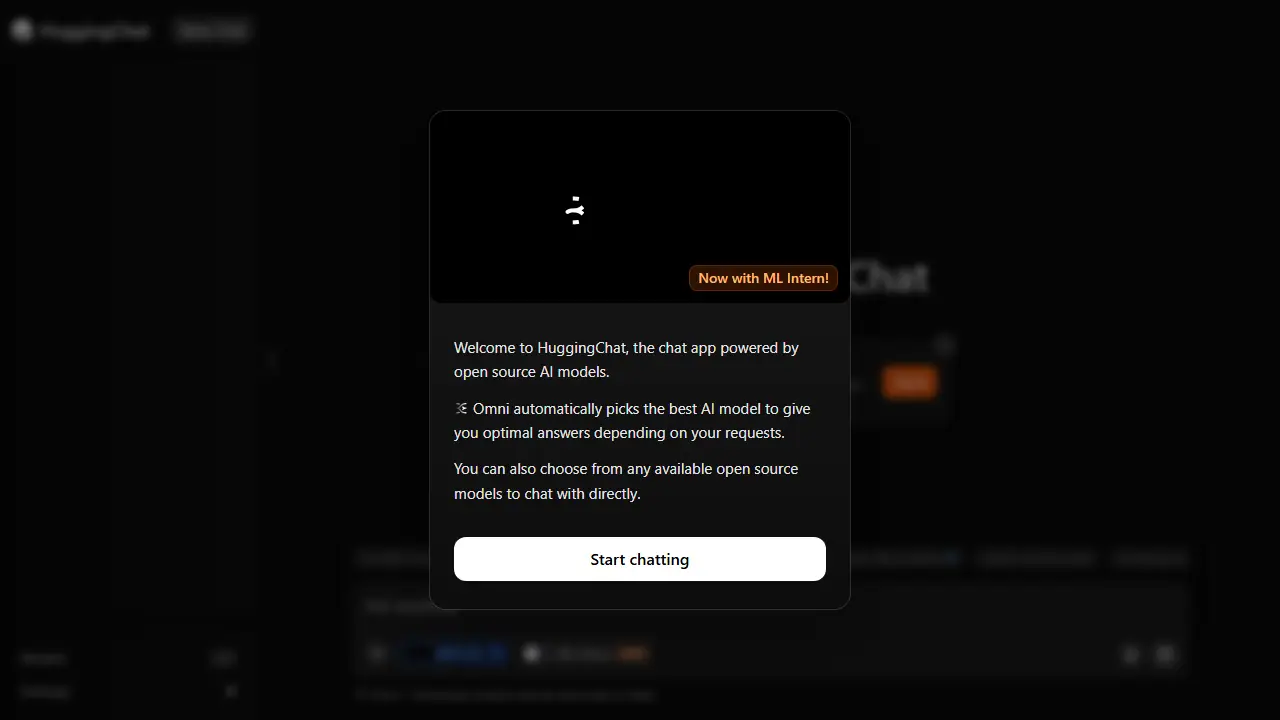 HuggingChat - zrzut strony