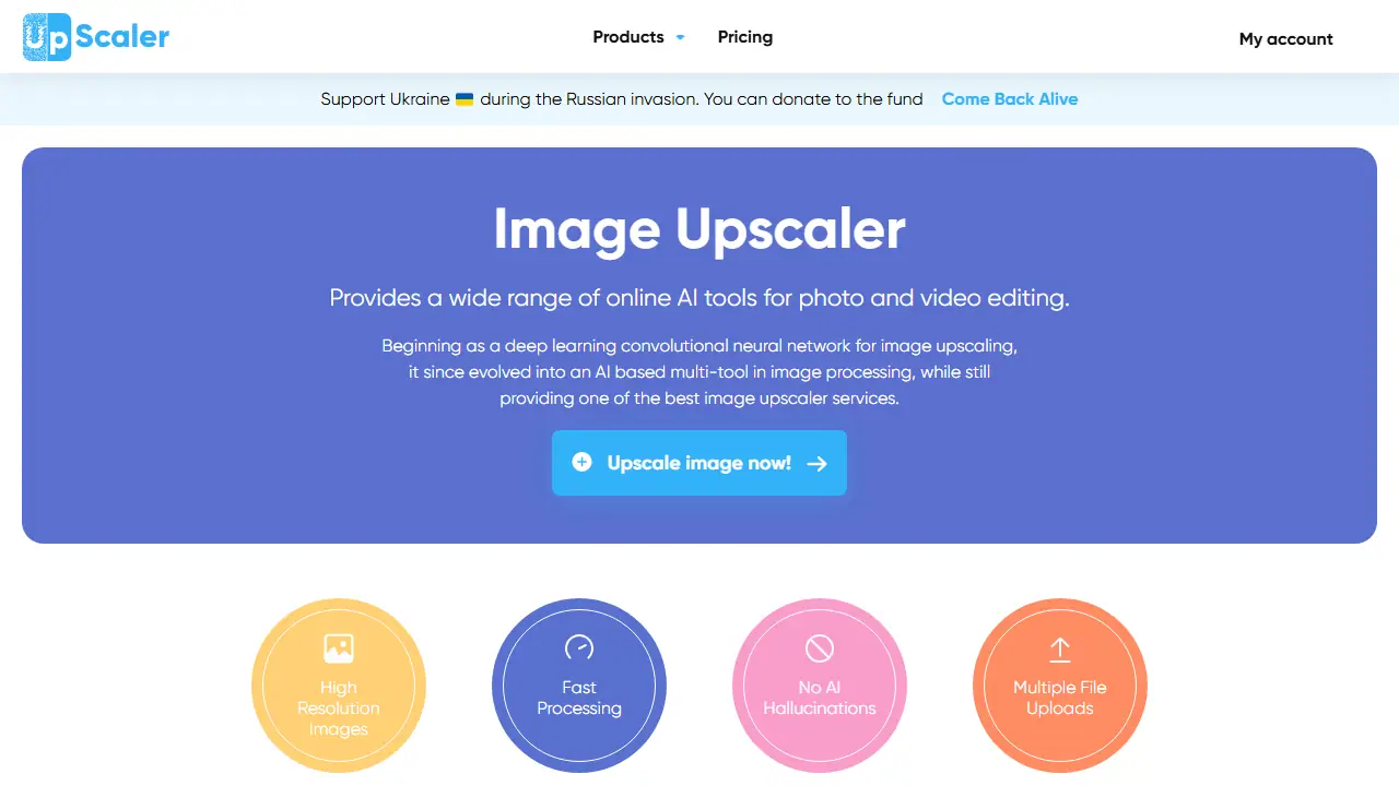 ImageUpscaler - zrzut strony