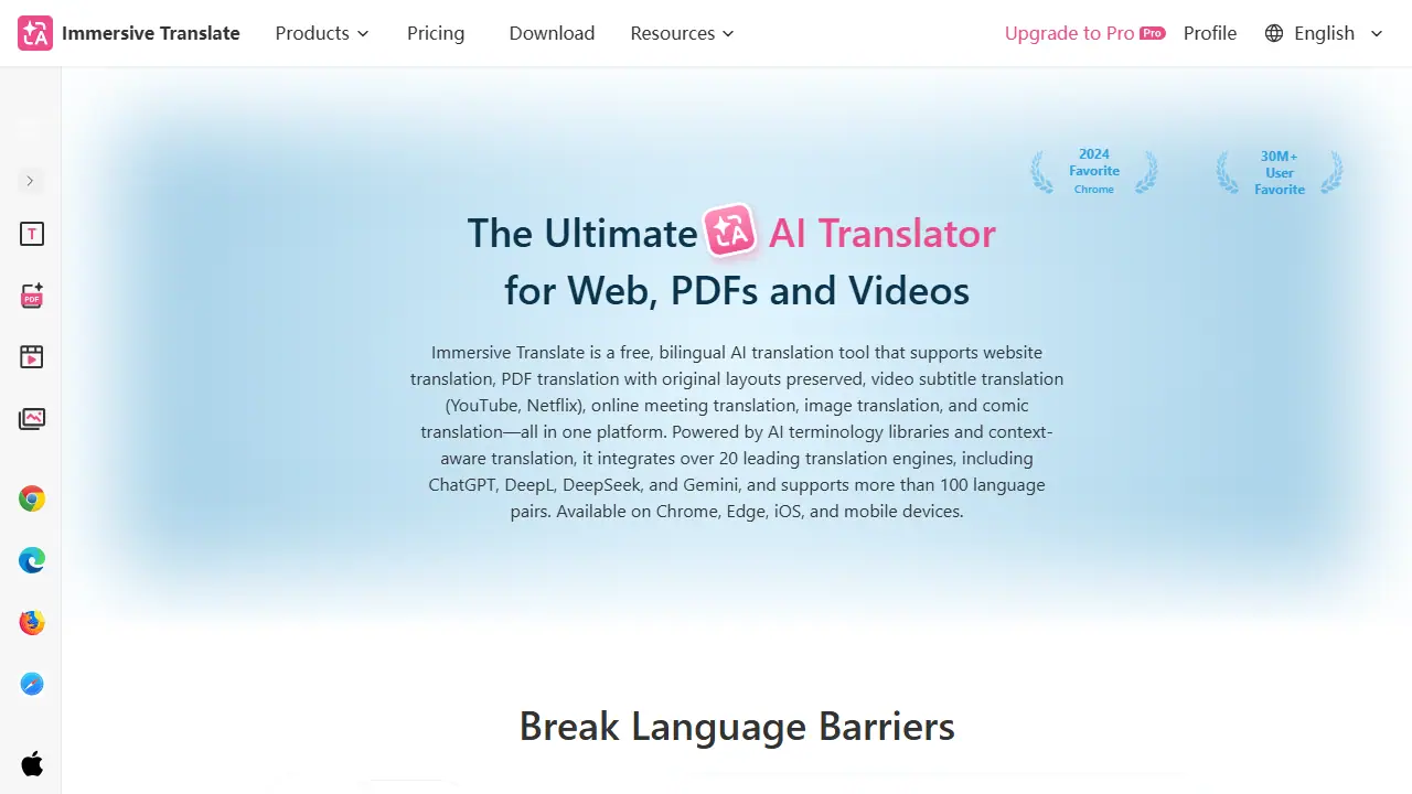 Immersive Translate - zrzut strony