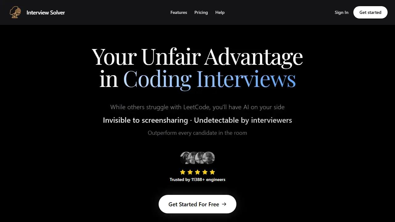 Interview Solver - zrzut strony