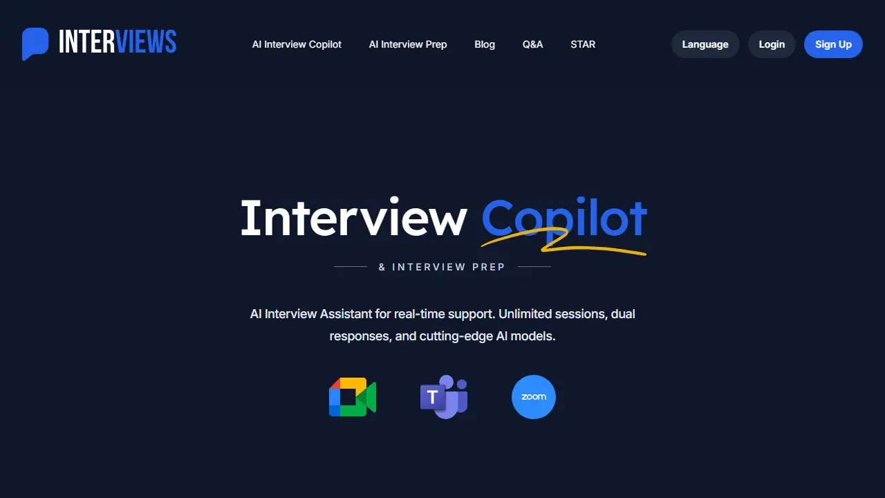 Interviews Chat - zrzut strony