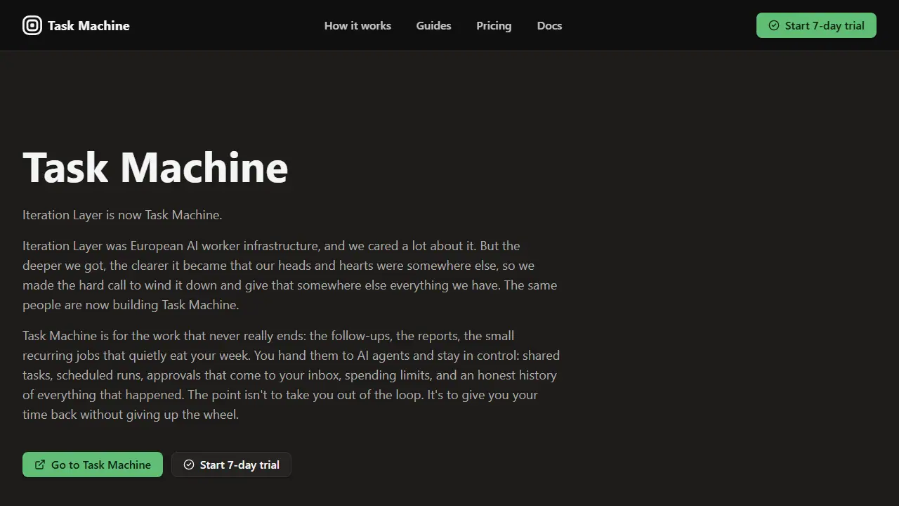 Task Machine - zrzut strony