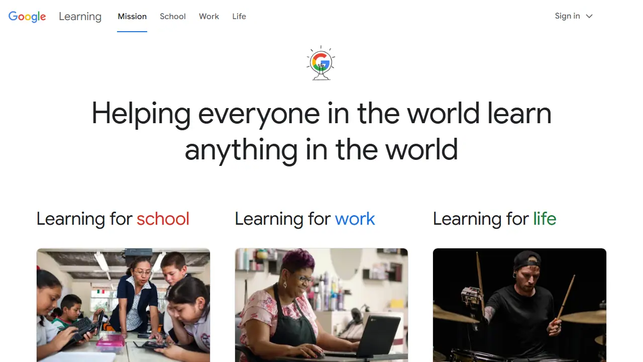Google Learning - zrzut strony