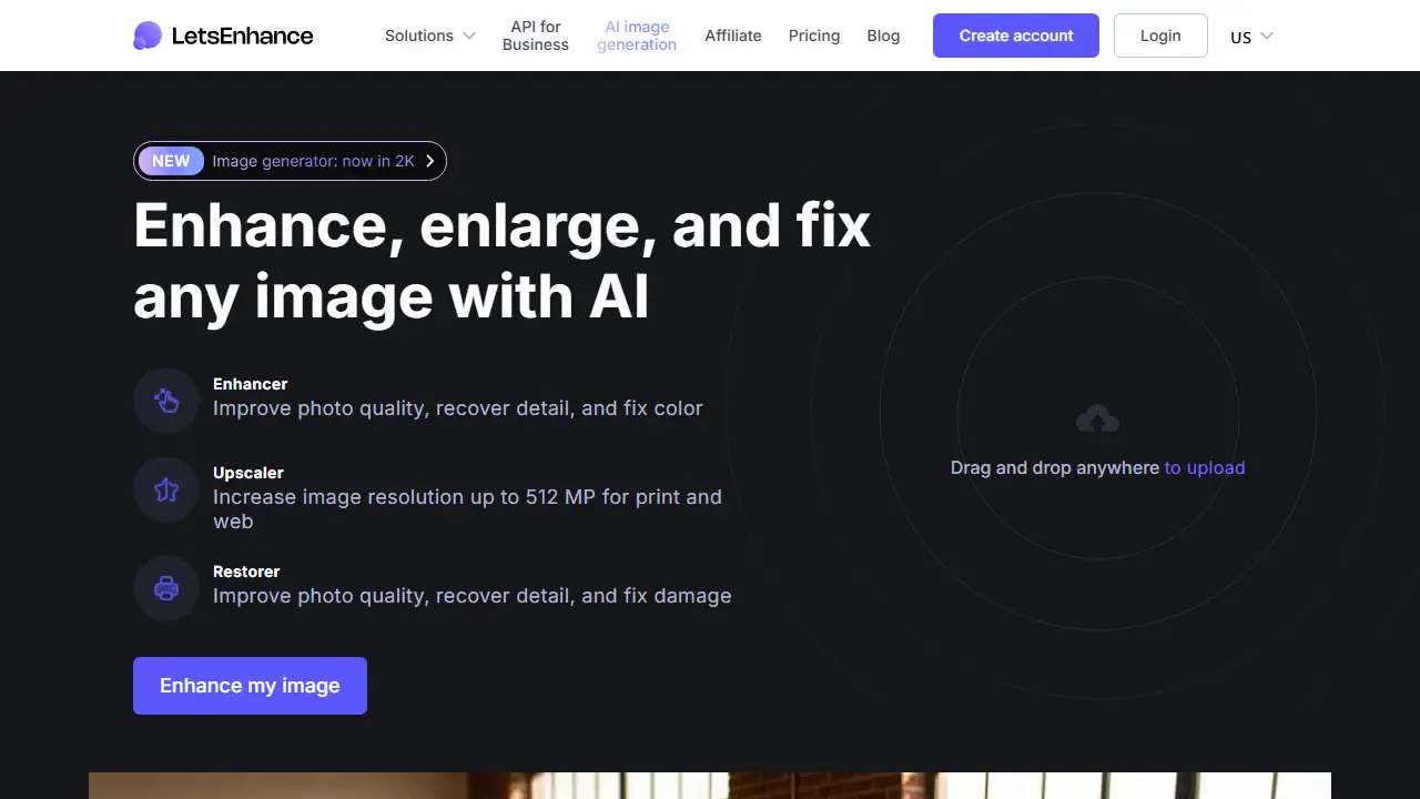 Let's Enhance - zrzut strony