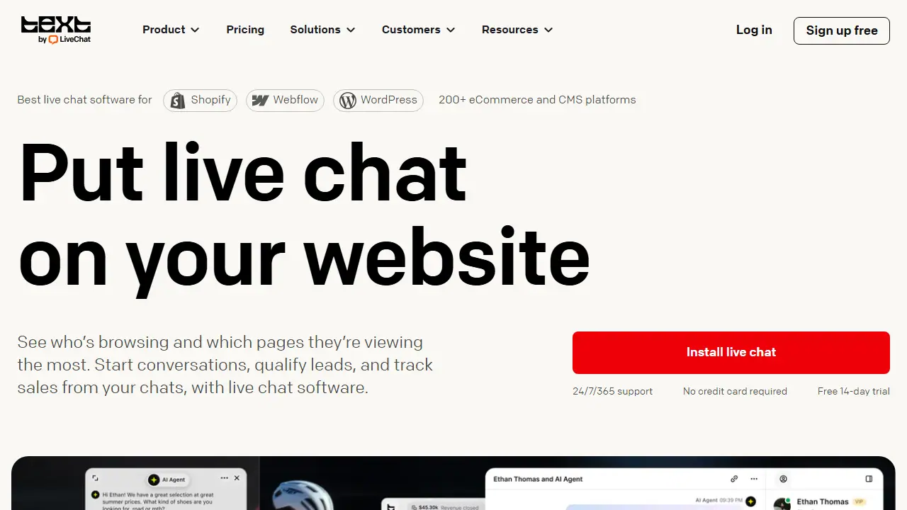 LiveChat - zrzut strony