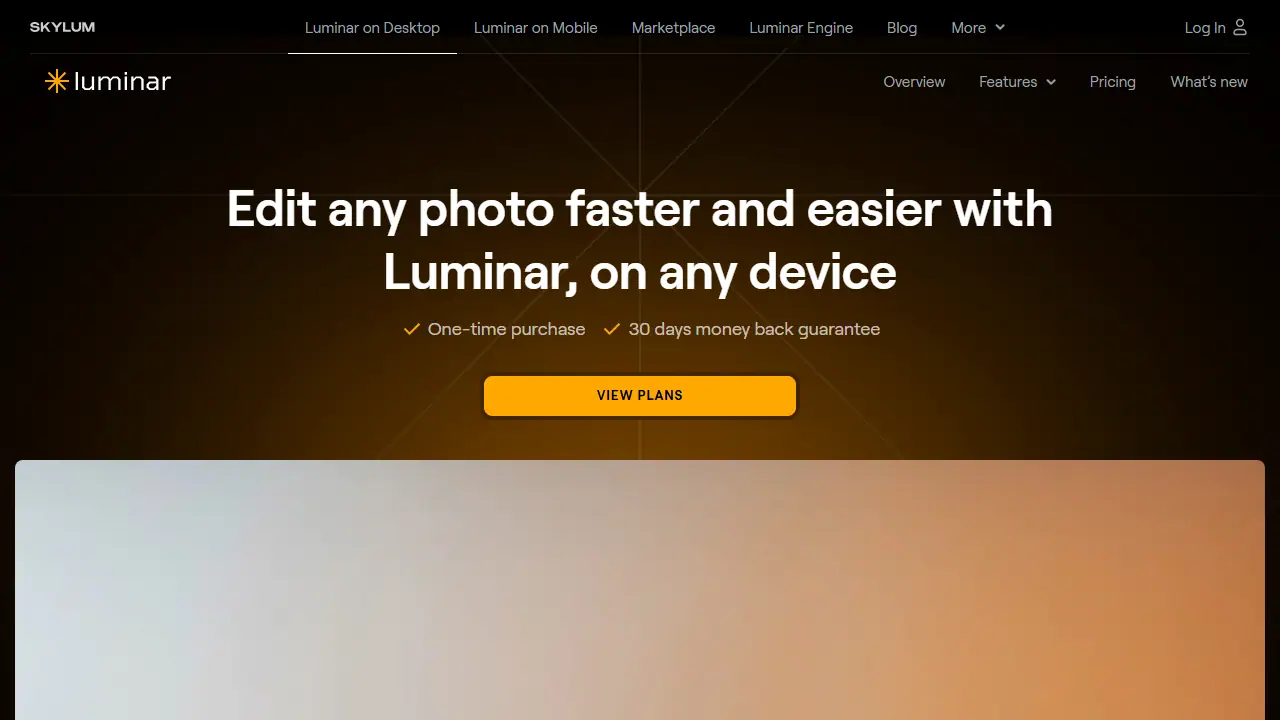 Luminar Neo - zrzut strony