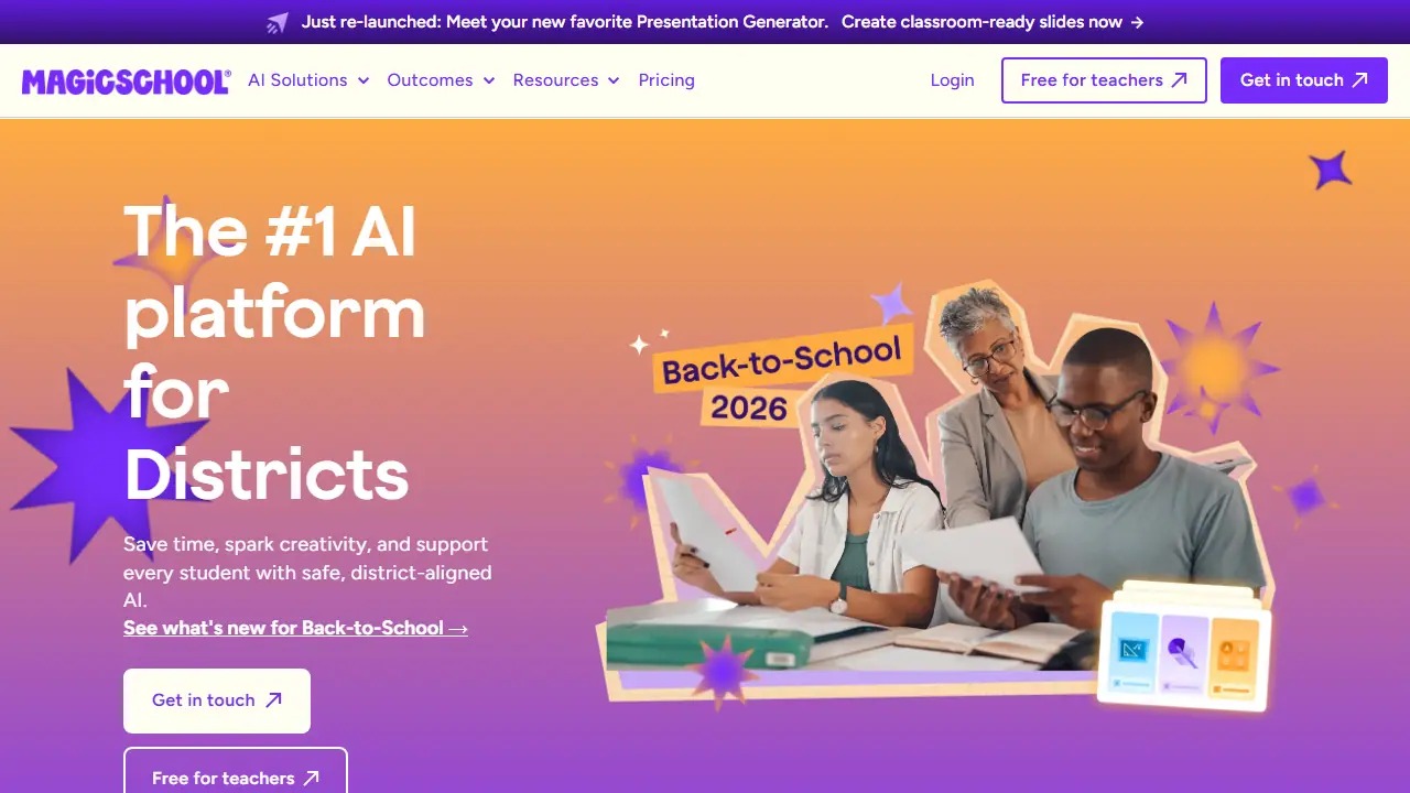 MagicSchool - zrzut strony