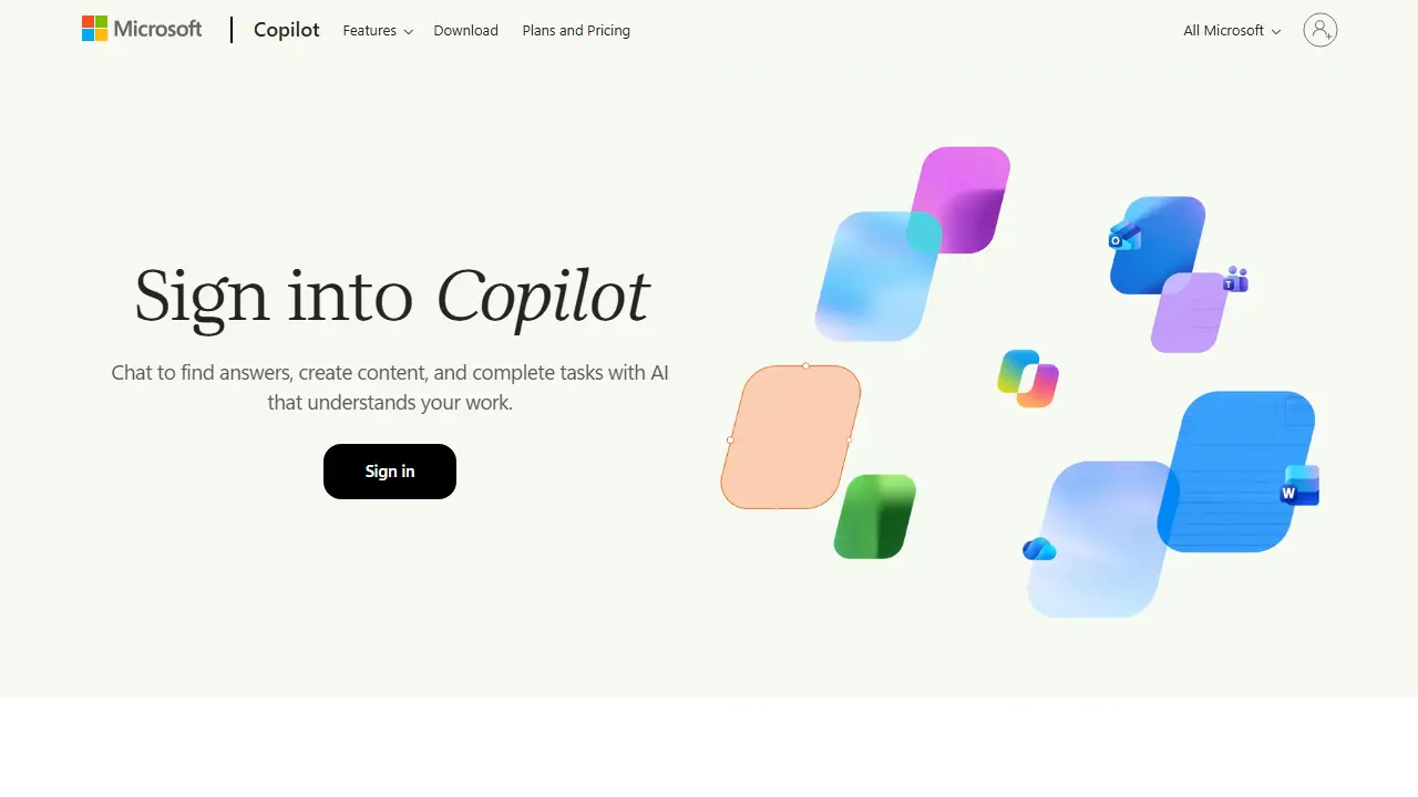 Microsoft Copilot - zrzut strony