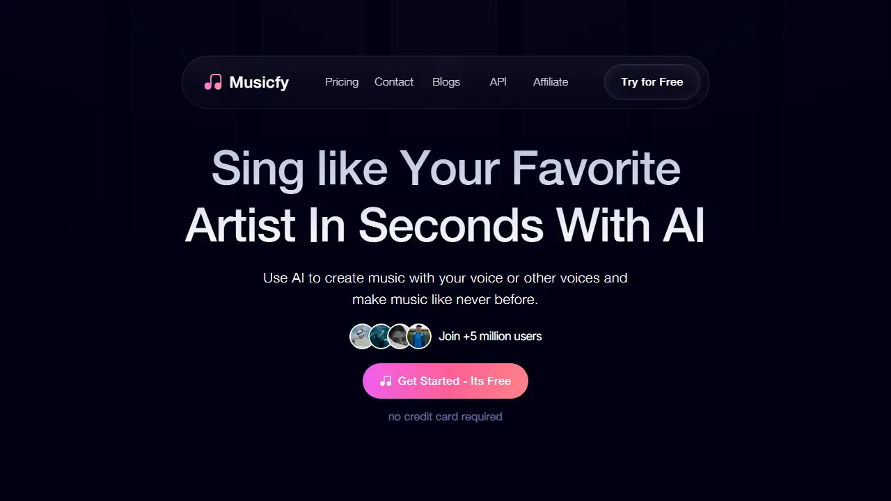 Musicfy - zrzut strony