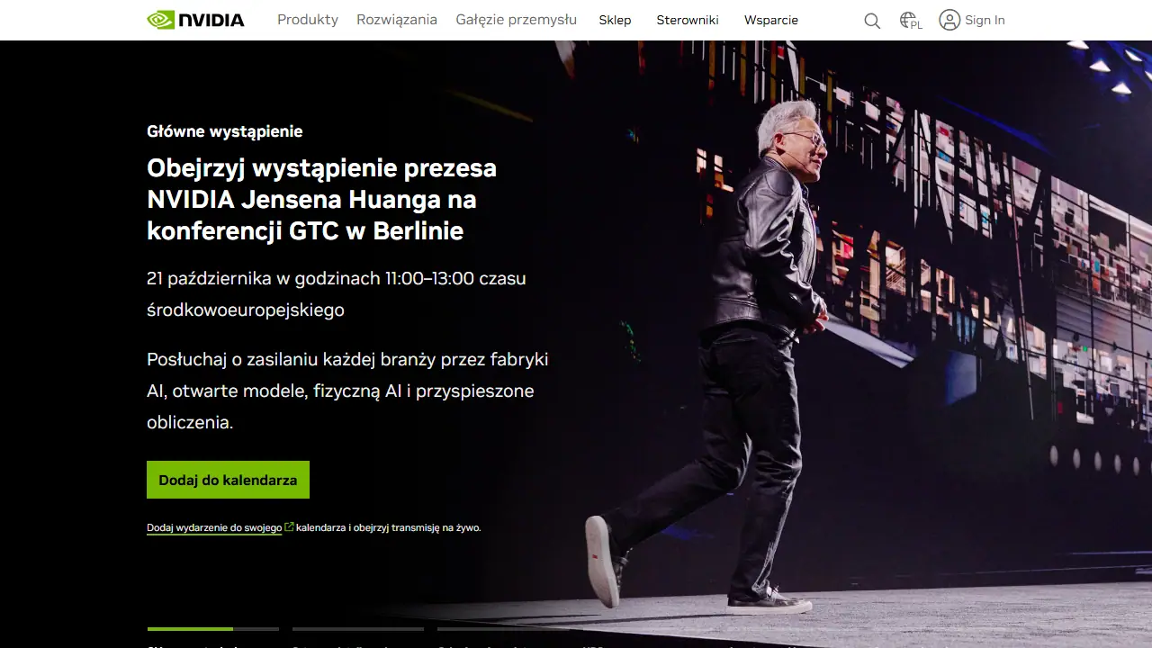 NVIDIA AI - zrzut strony