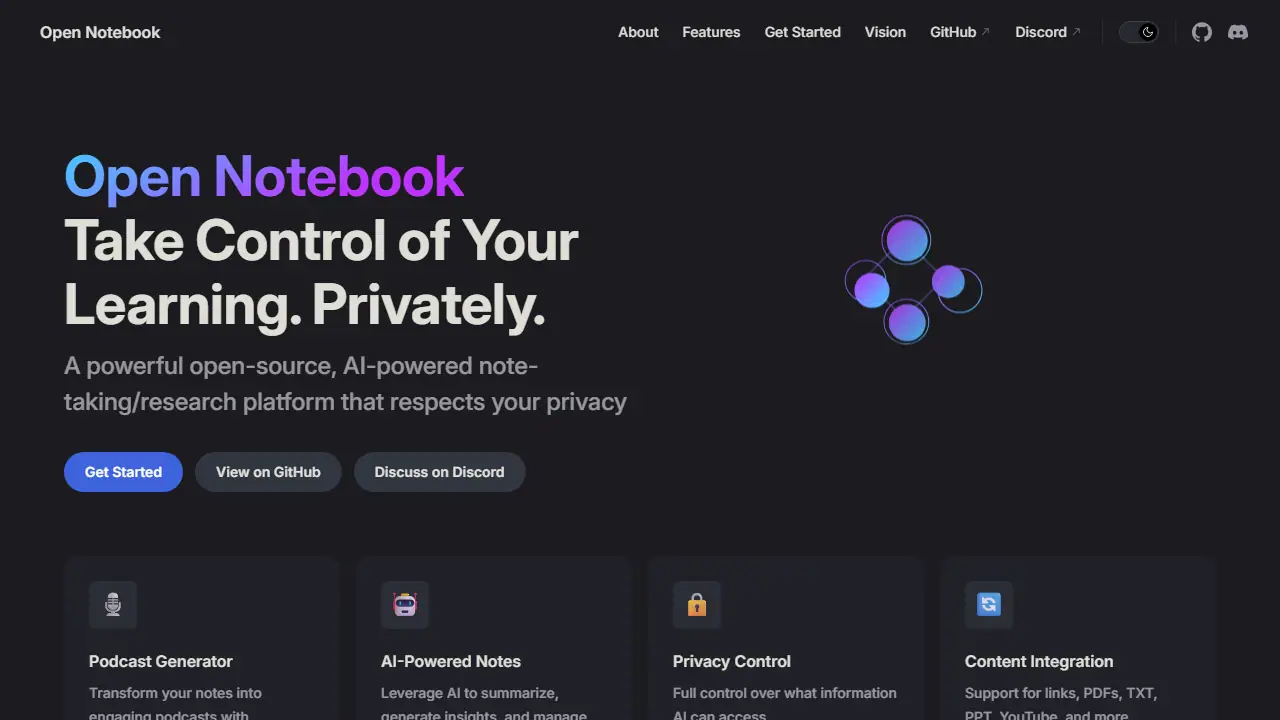 Open Notebook - zrzut strony