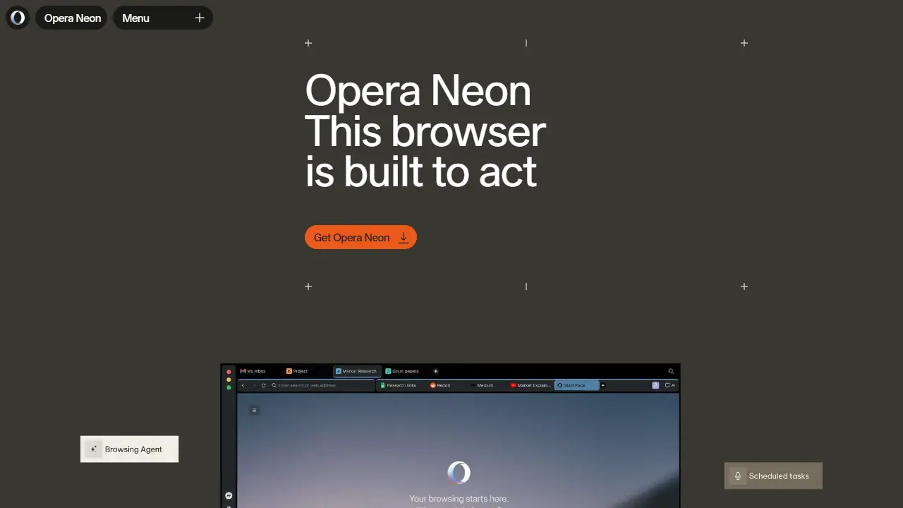 Opera Neon - zrzut strony