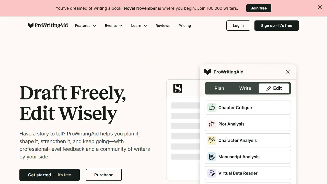 ProWritingAid - zrzut strony