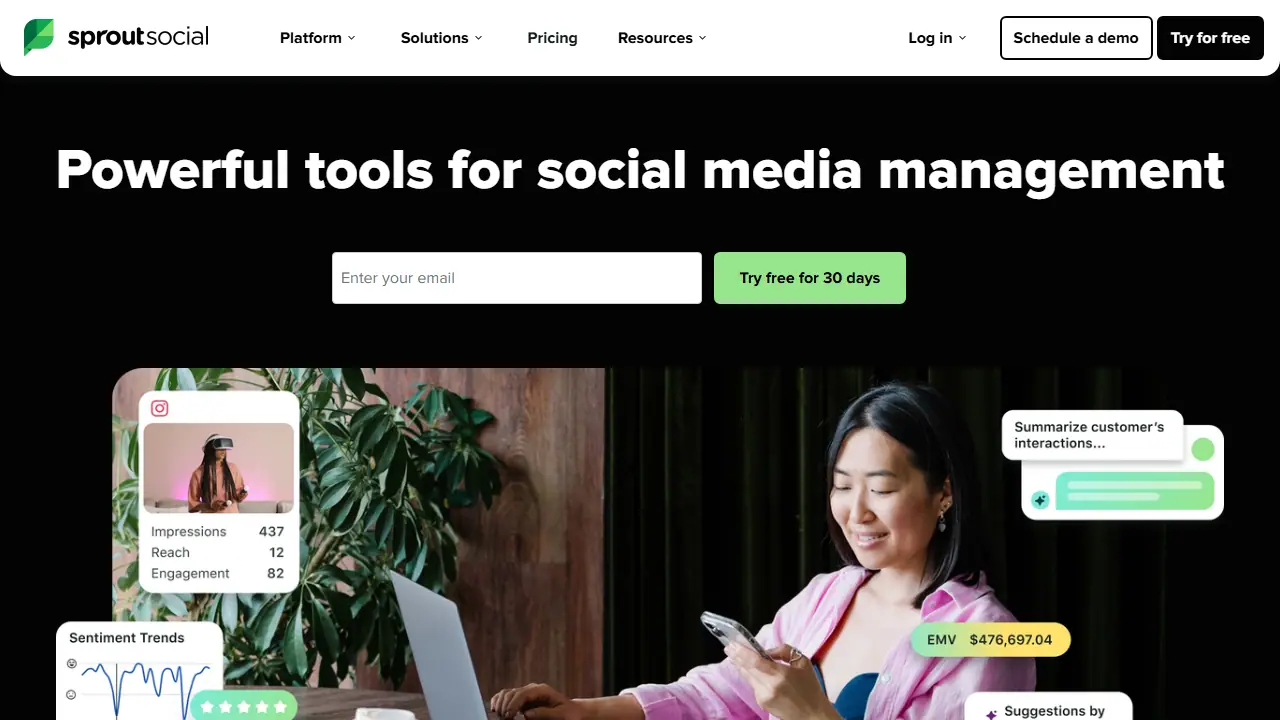 Sprout Social - zrzut strony