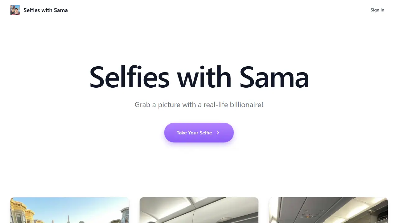Selfies with Sama - zrzut strony