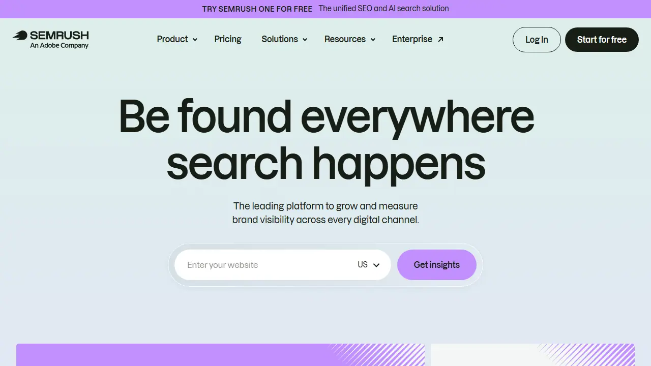 Semrush - zrzut strony