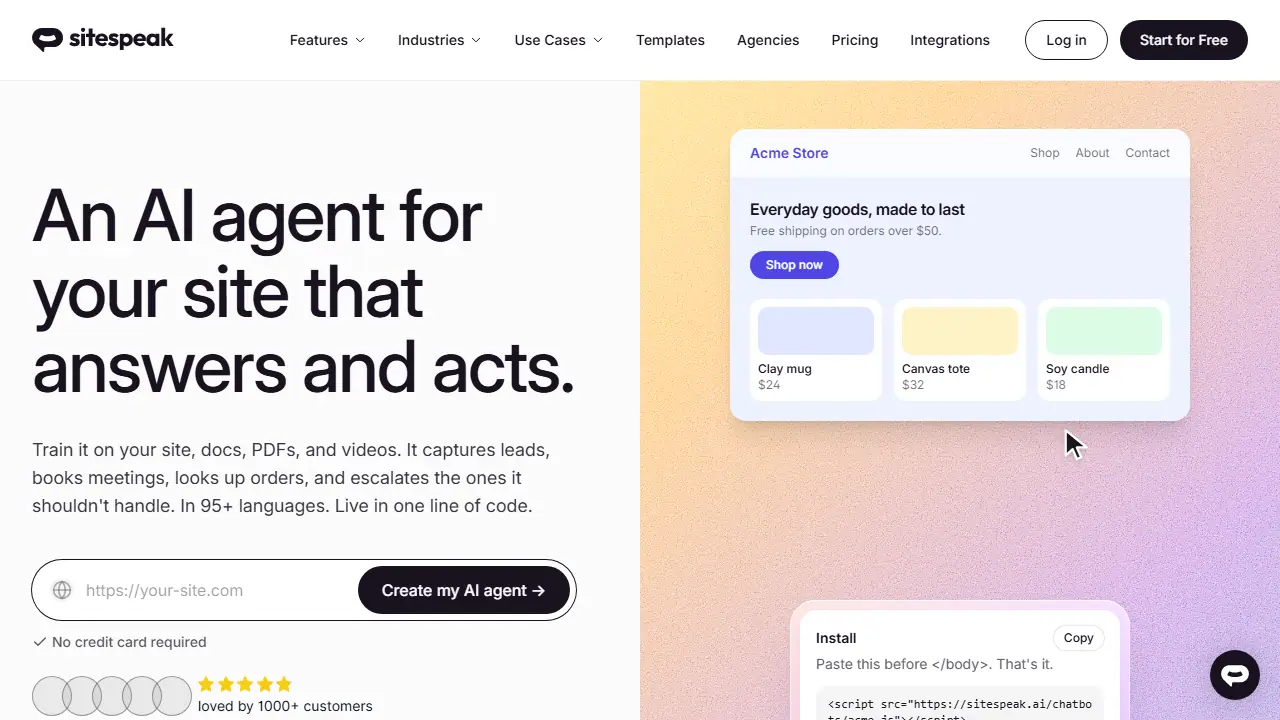 SiteSpeakAI - zrzut strony
