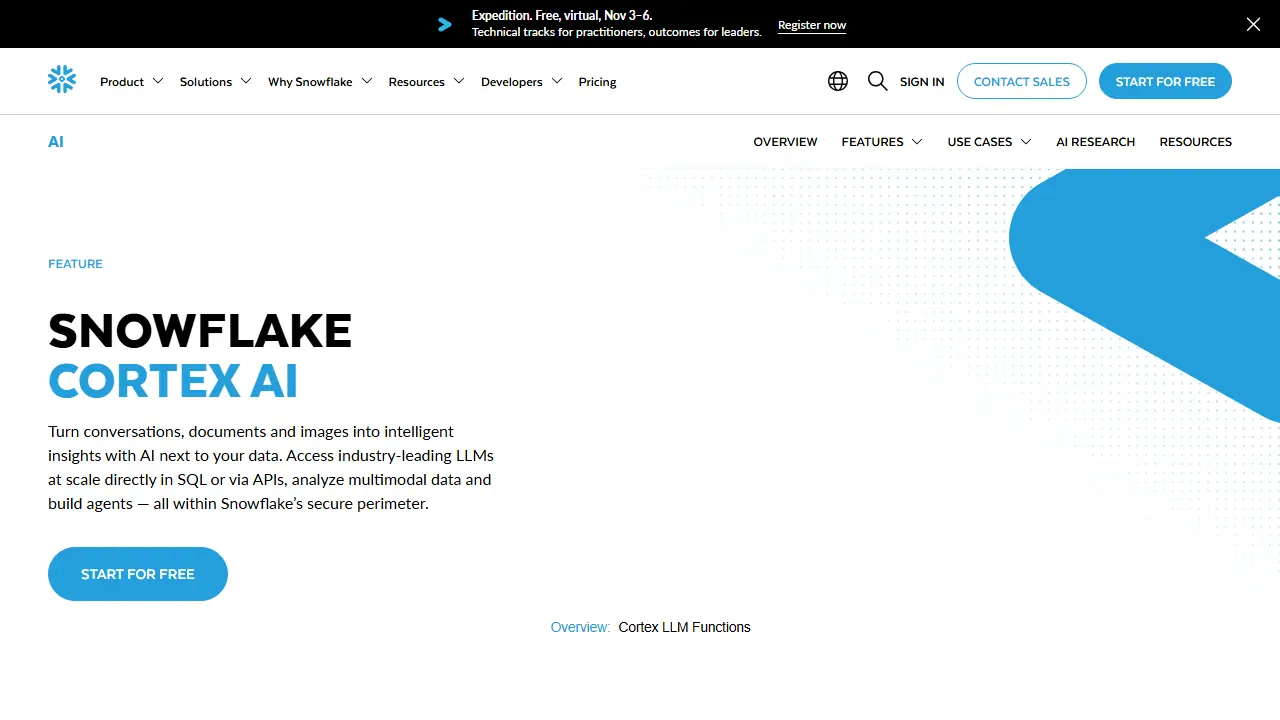 Snowflake Cortex AI - zrzut strony