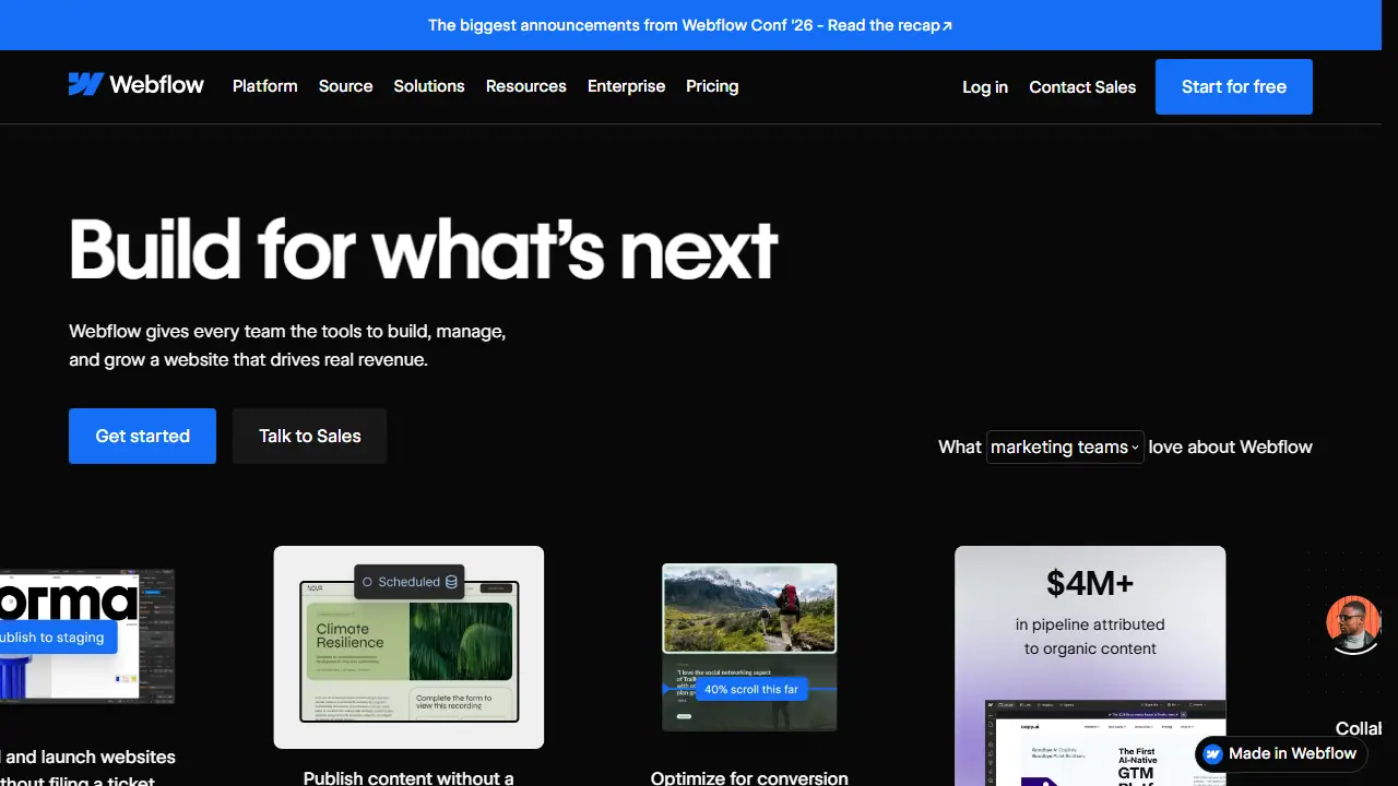 Webflow - zrzut strony