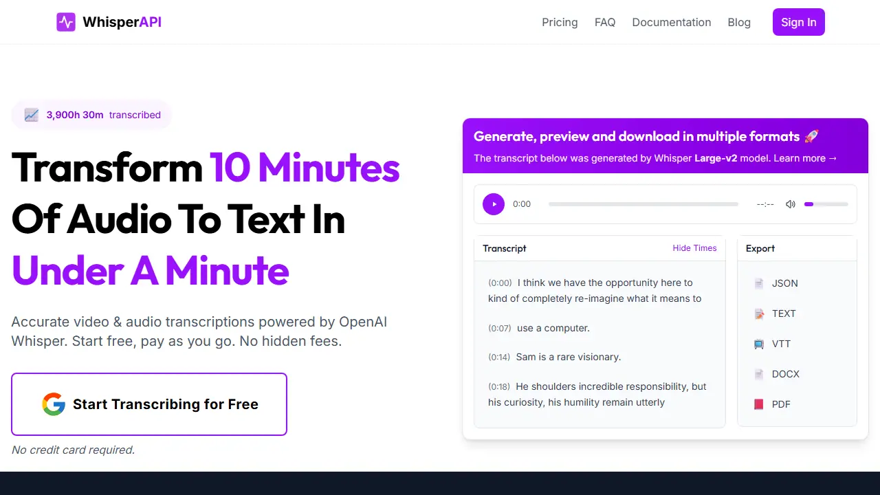 Whisper API - zrzut strony