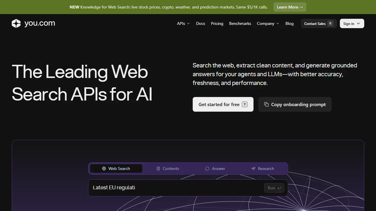 You.com APIs - zrzut strony