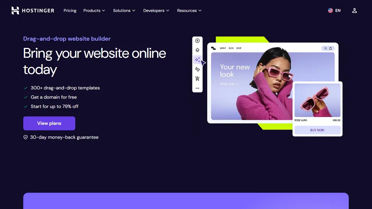 Hostinger Website Builder - zrzut strony